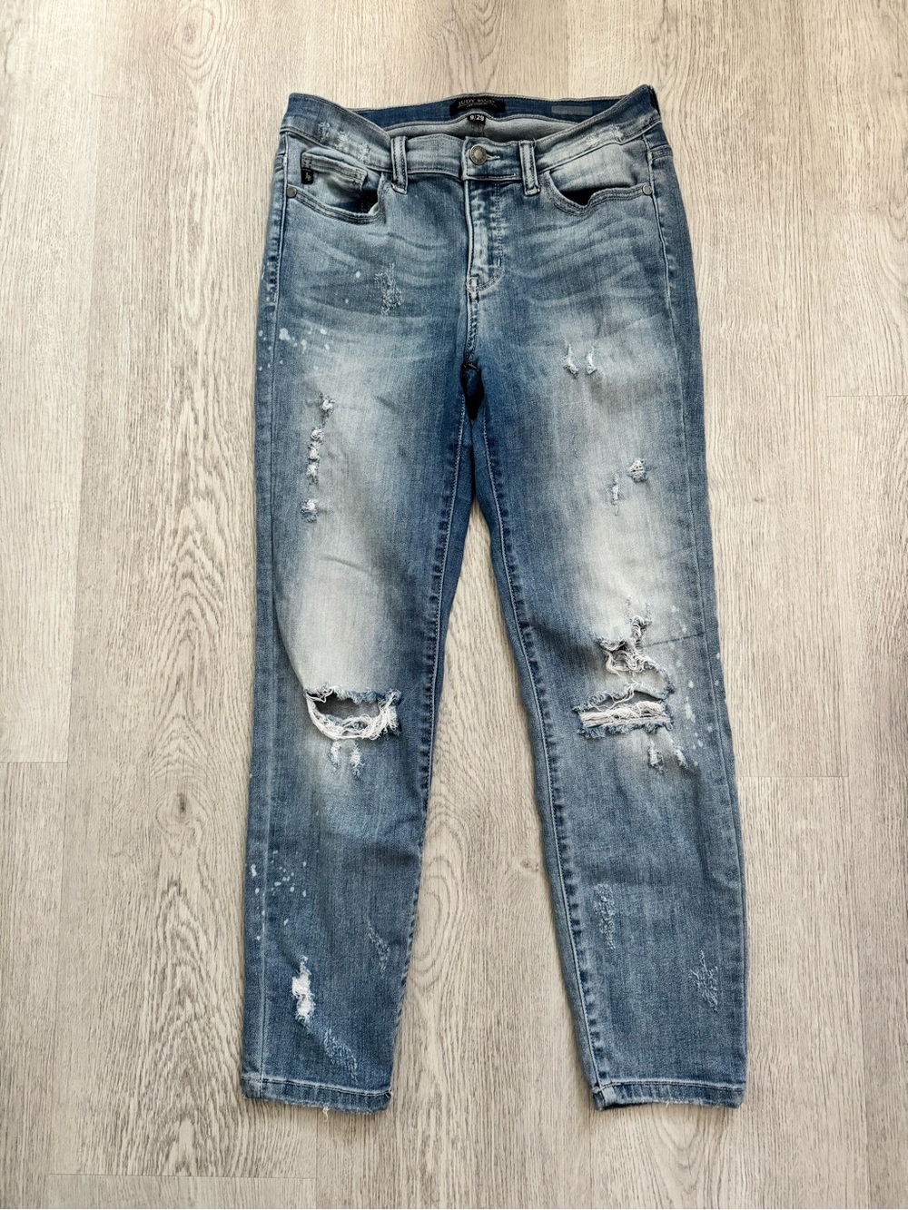 Judy Blue Light Blue Distressed Skinny Jeans